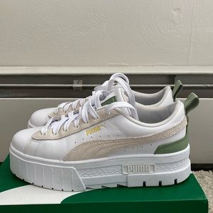Puma Mayze Classic Women’s Sneakers in White-Dusty Green